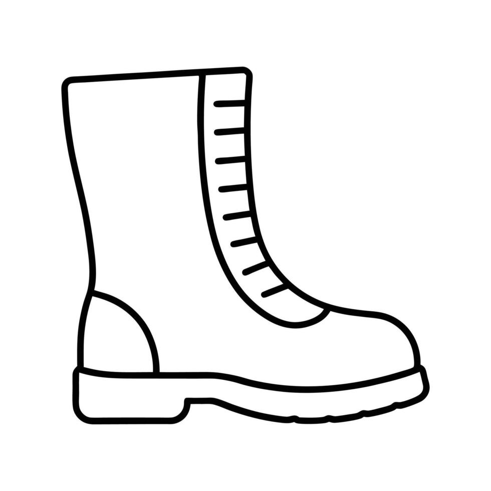 Black Outline Drawing of a Lace Up Boot boots footwear vector