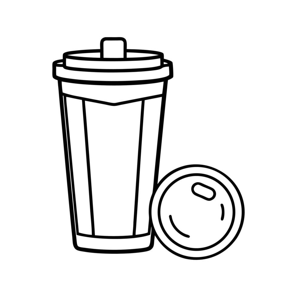 Black Outline Icon of a Soda Can and Lid vector