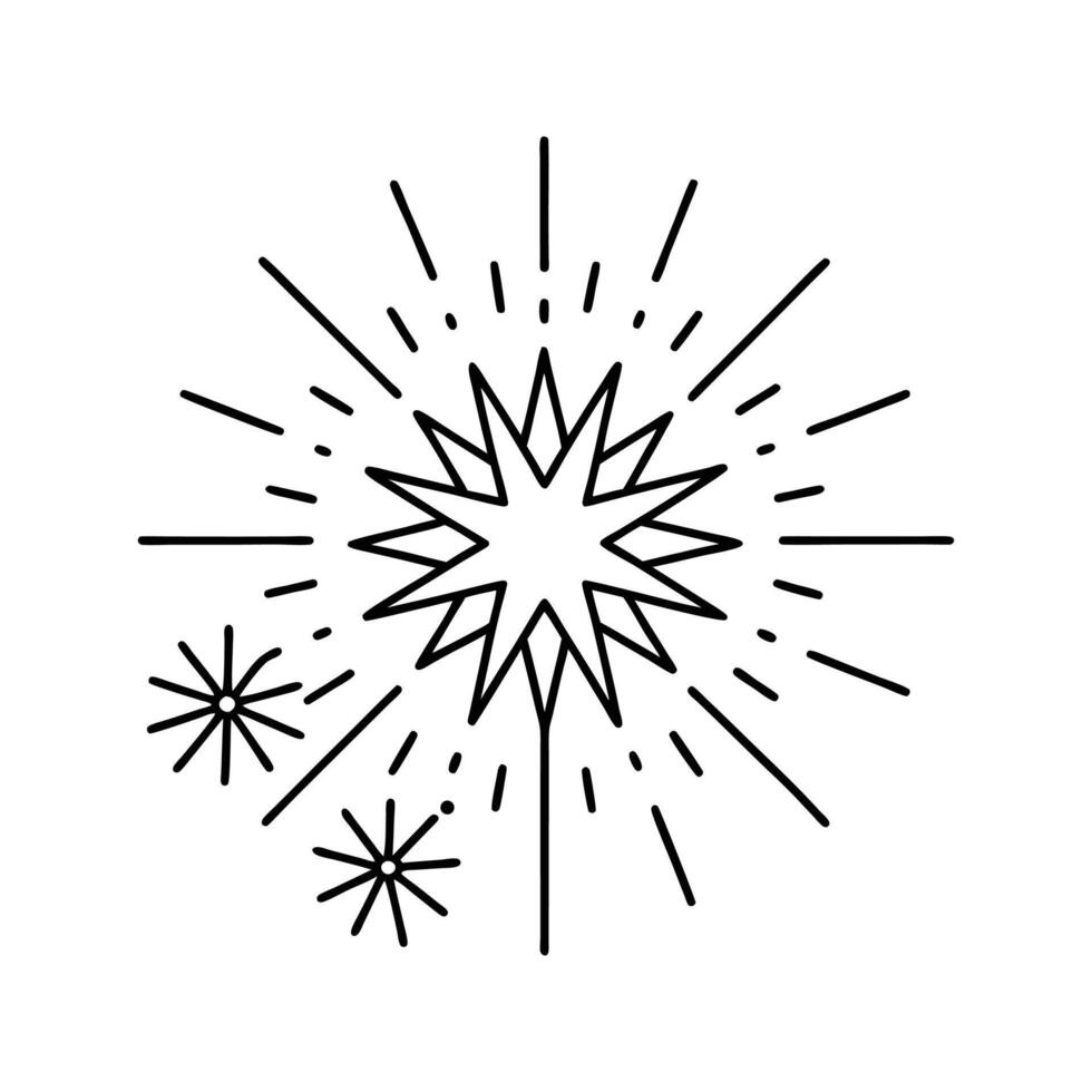 Black Line Art Starburst Fireworks Sparkler Design vector