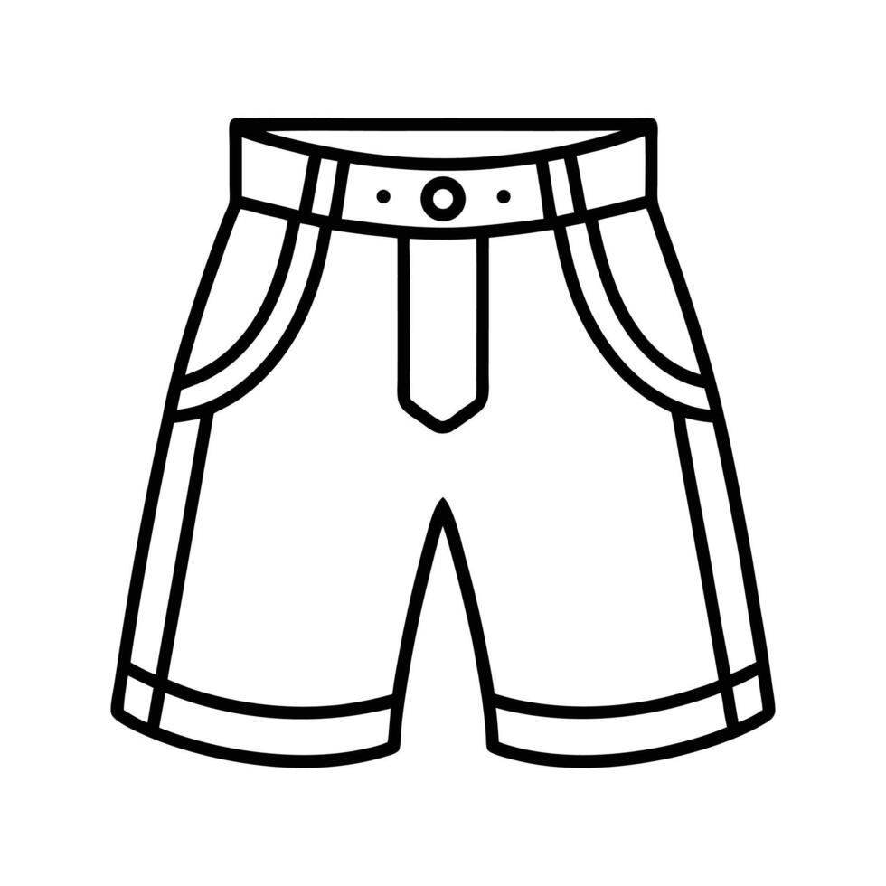 Line Art Illustration of Mens Shorts with Belt Loops and Pockets vector