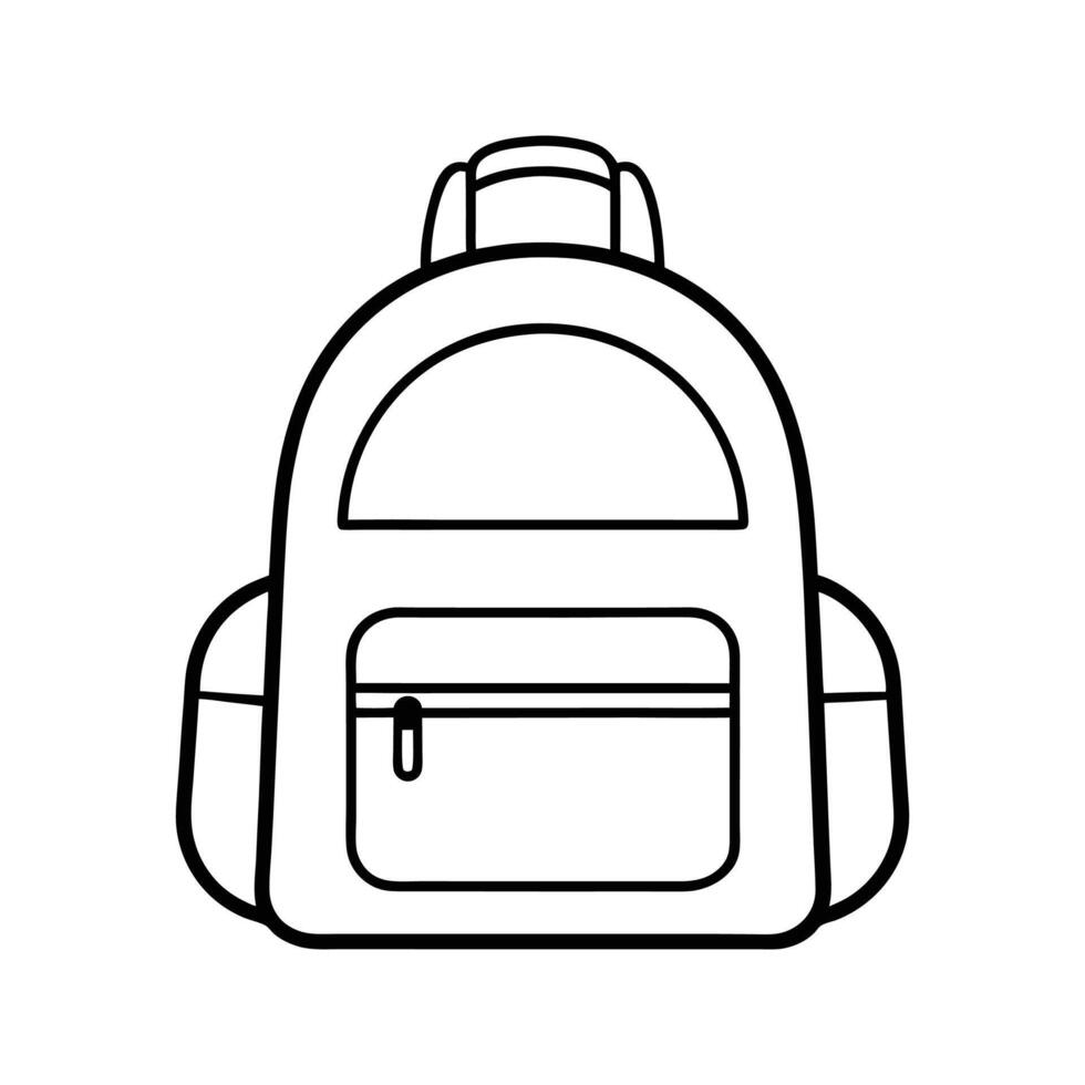 Black Outline Backpack Icon Simple School Bag Design vector