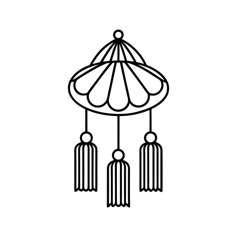 Black Line Art Hanging Ornament Three Tassels black and white vector