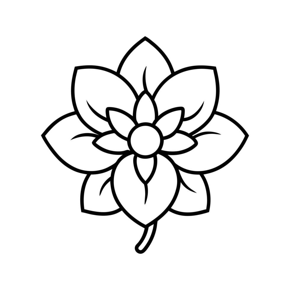 Black Outline Simple Flower Blossom Floral Design Element vector