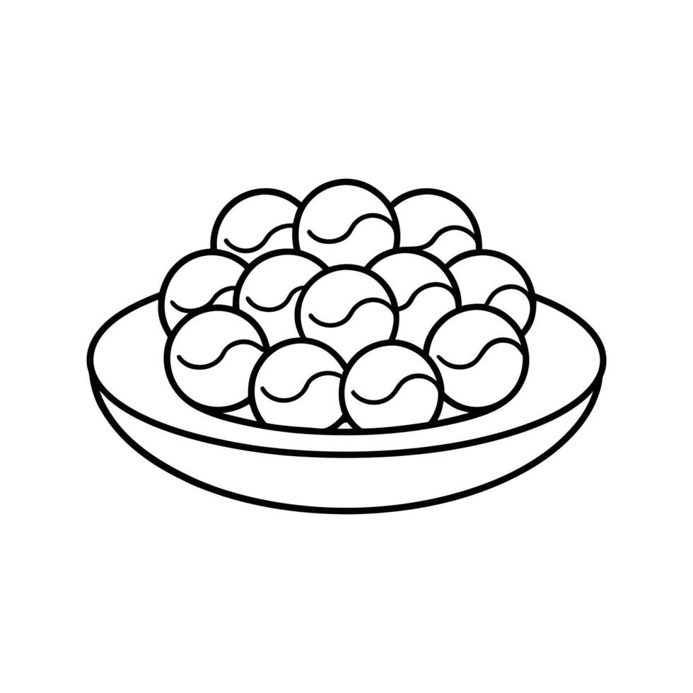 Line Art Drawing of Marbles in a Bowl black and white vector