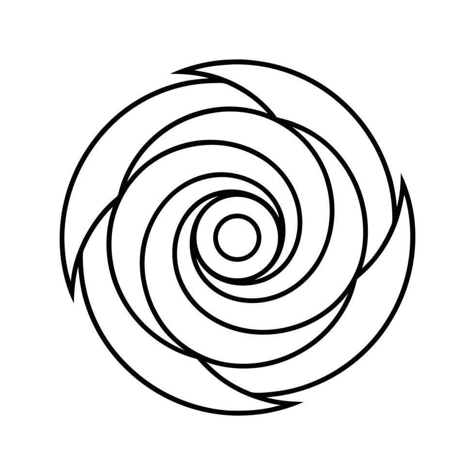 Black and White Concentric Spiral Abstract Design circles vector