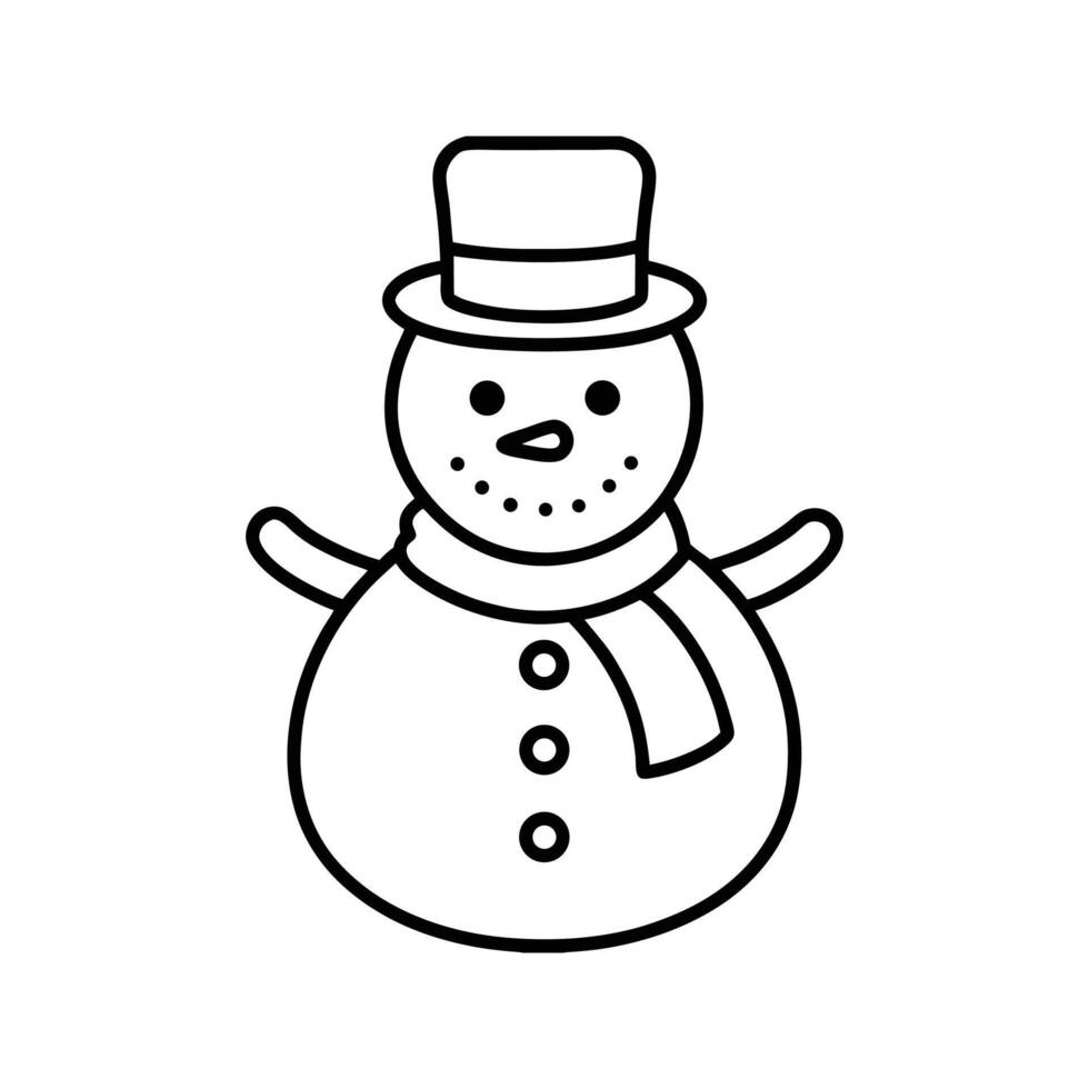 Line Art Snowman Winter Holiday Character Illustration vector