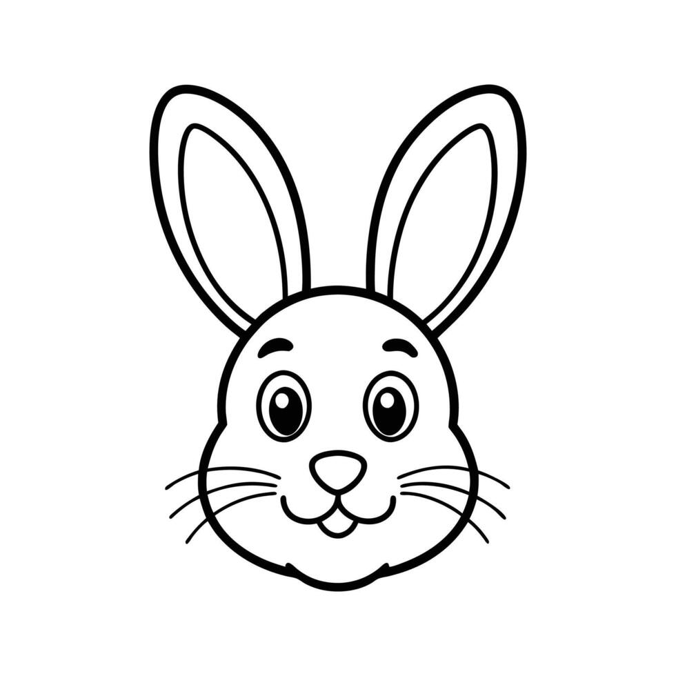 Black and White Cartoon Rabbit Face Illustration bunny vector