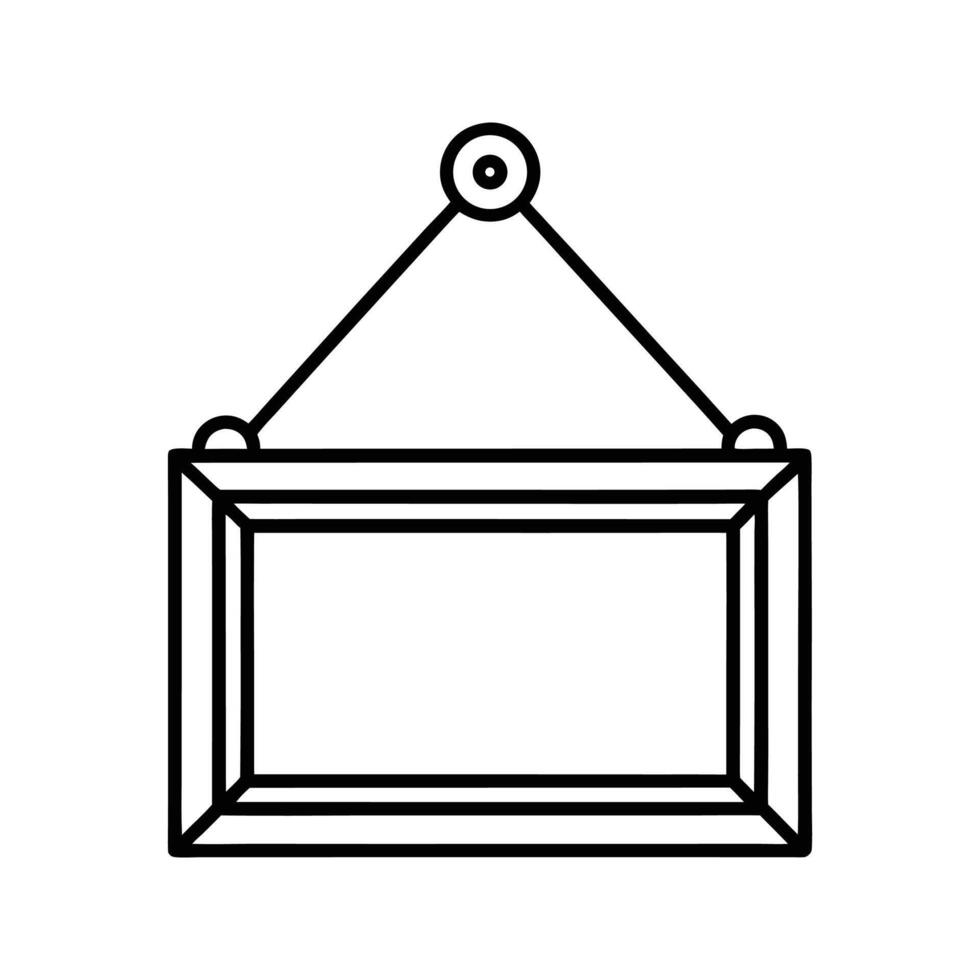Black Line Art Hanging Rectangular Frame vector