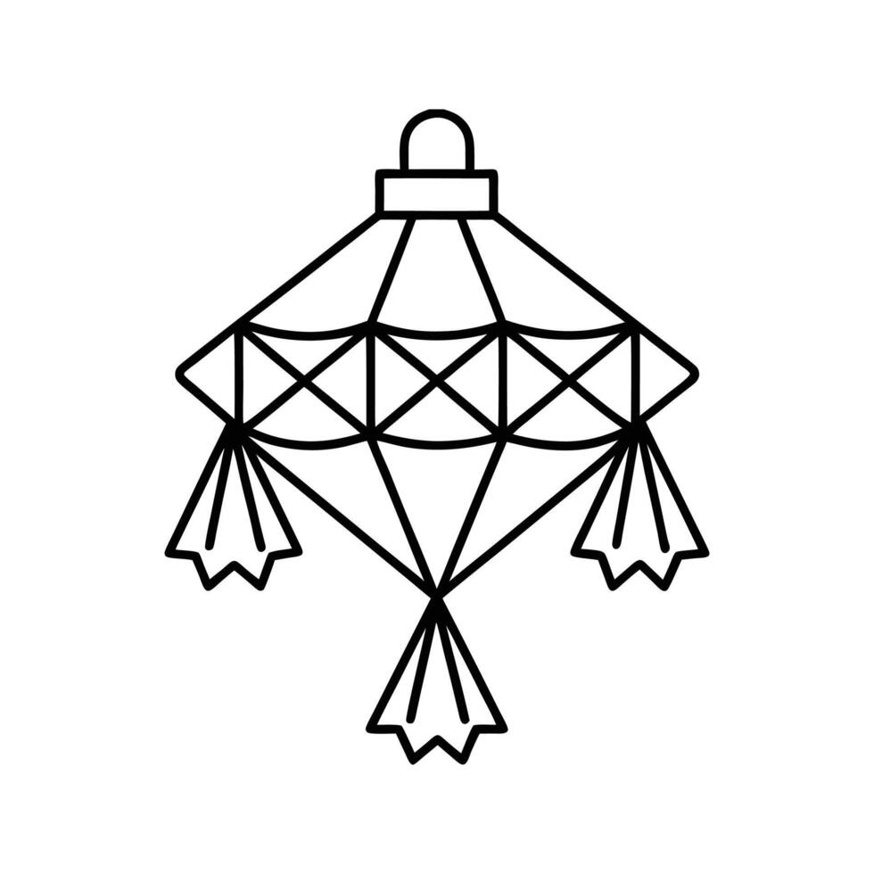Black Line Drawing Diamond Shaped Hanging Ornament Three Flaps vector