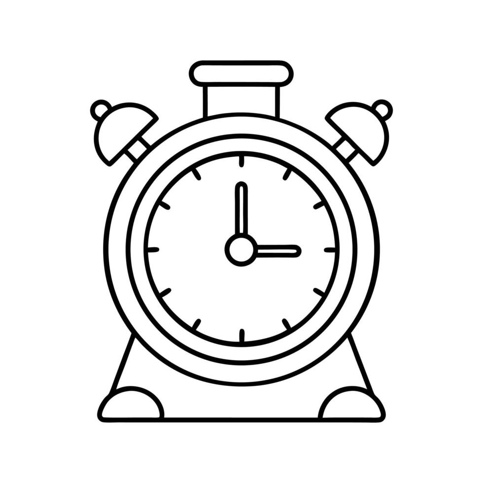 Black Outline Alarm Clock Icon Time Management Graphic vector