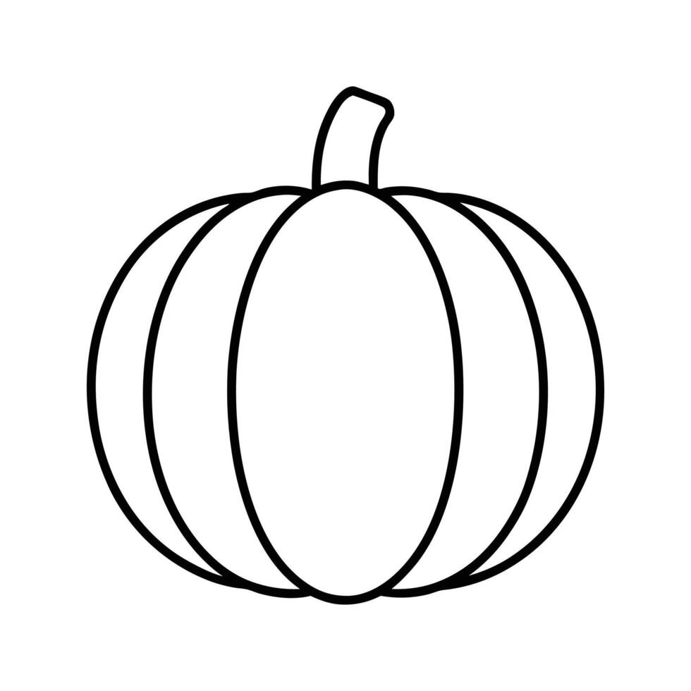 Simple Line Drawing of a Pumpkin Black and White gourd vector