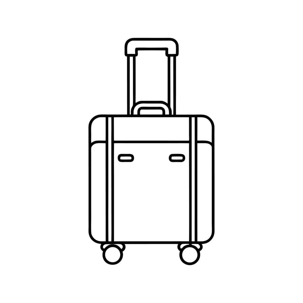 Black Line Drawing Rolling Suitcase Luggage Icon travel bag vector