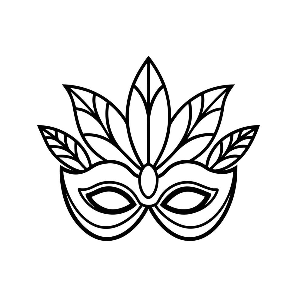 Black and White Ornate Carnival Mask with Leaf Design vector