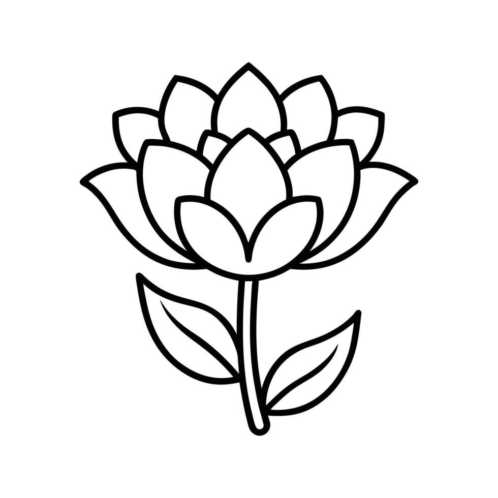 Simple Line Drawing Black Flower Blossom Botanical Illustration vector