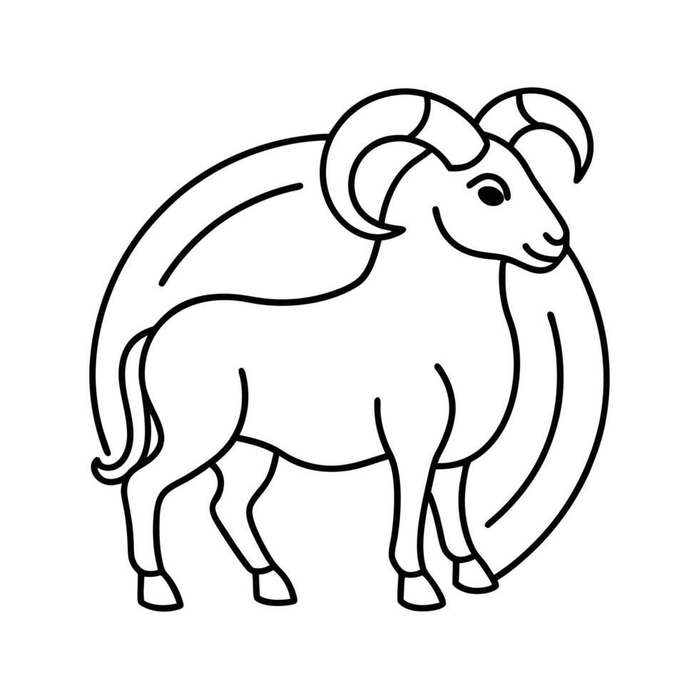 Black Line Drawing Ram Sheep Animal Icon line art vector