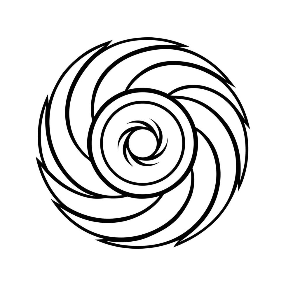 Black and White Circular Abstract Swirl Design circle vector