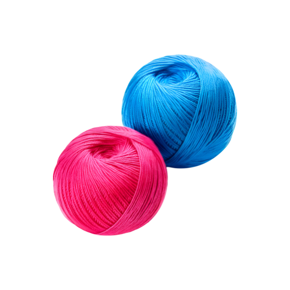 Pink and skyblue wool on transparent background png