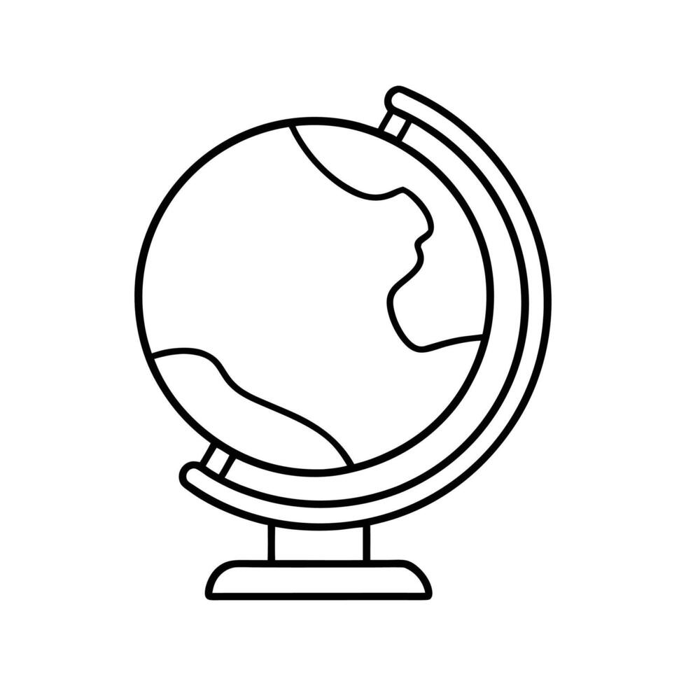 Black Line Art Globe Illustration Simple World Map Design vector