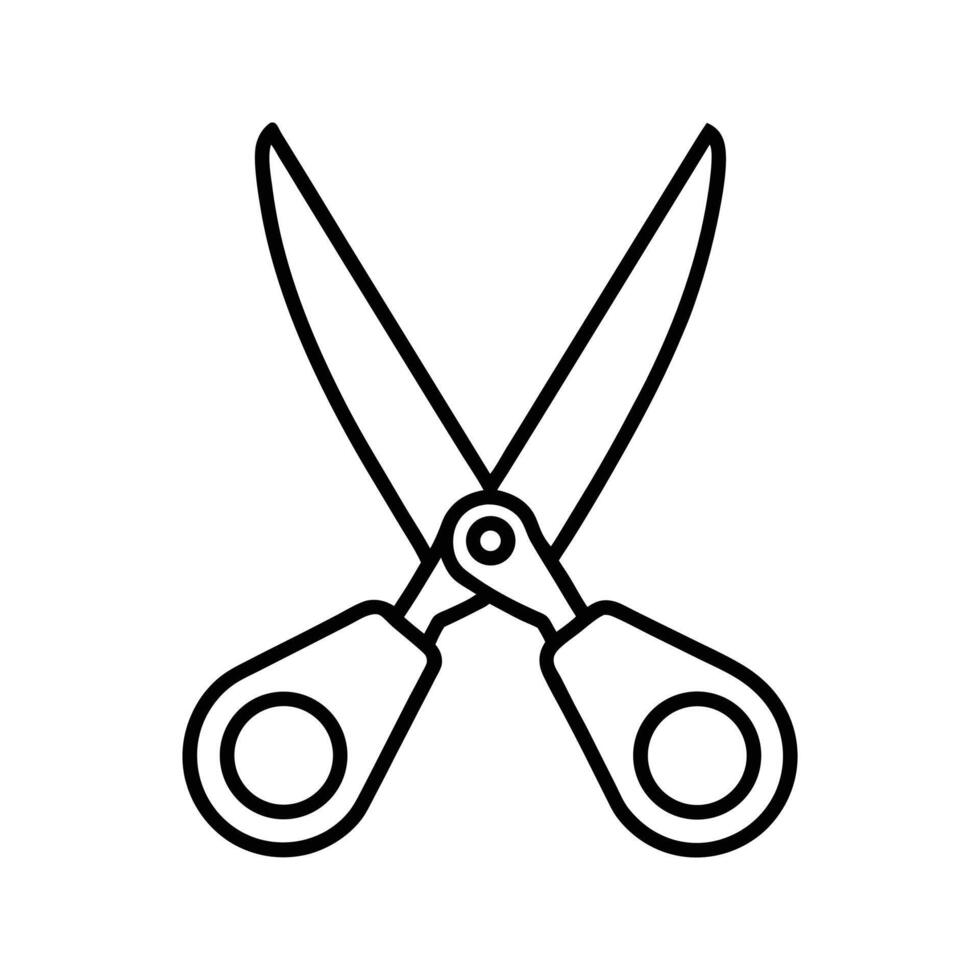 Black Outline Drawing of Open Scissors vector