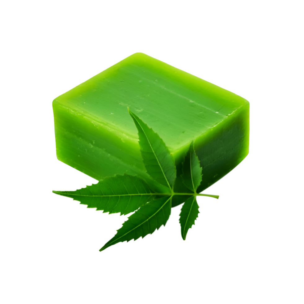 Neem soap with neem leaf on transparent background png