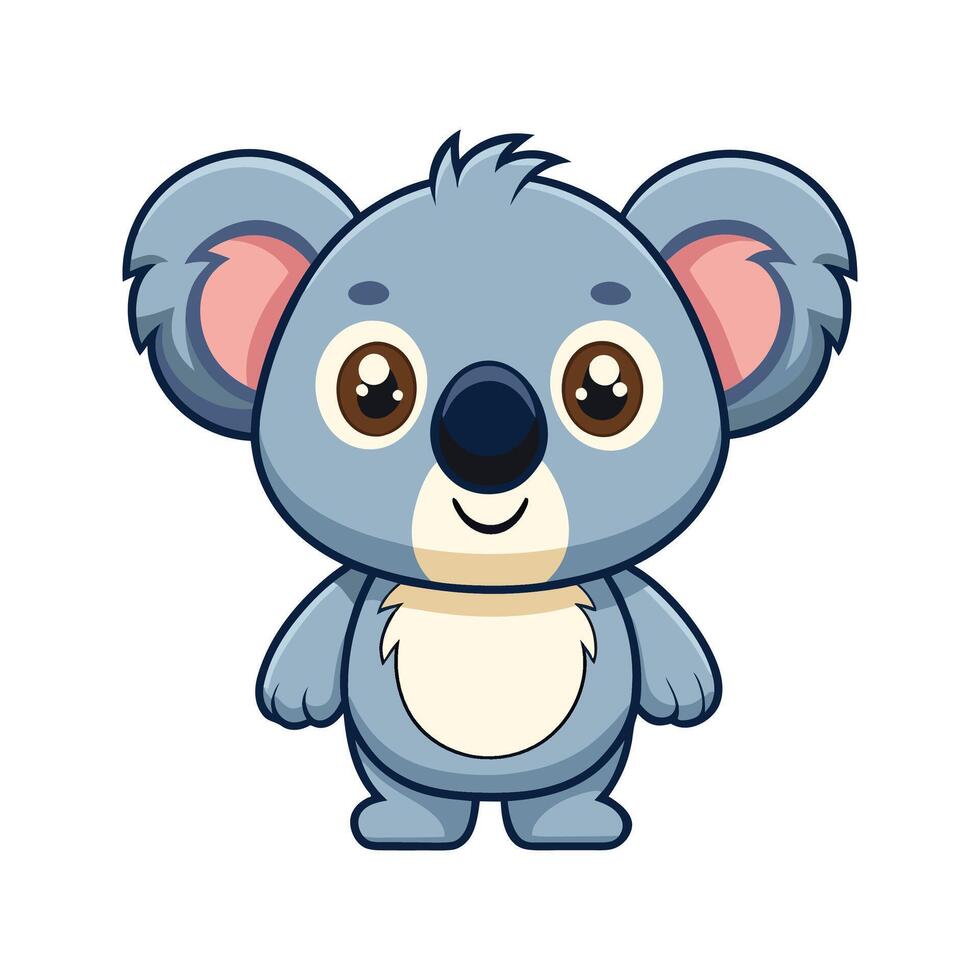Adorable cartoon illustration of a cute koala bear with friendly expression and endearing look. vector