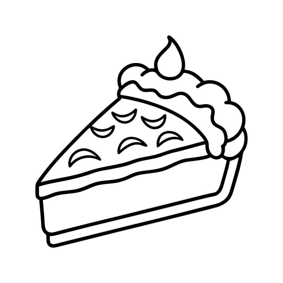 Line Art Slice of Pie with Whipped Cream Topping pie slice vector