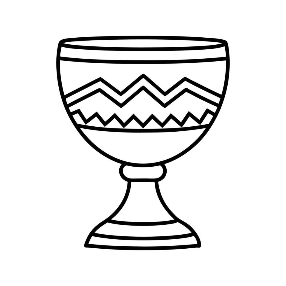 Black Line Art Goblet with Geometric Pattern chalice vector