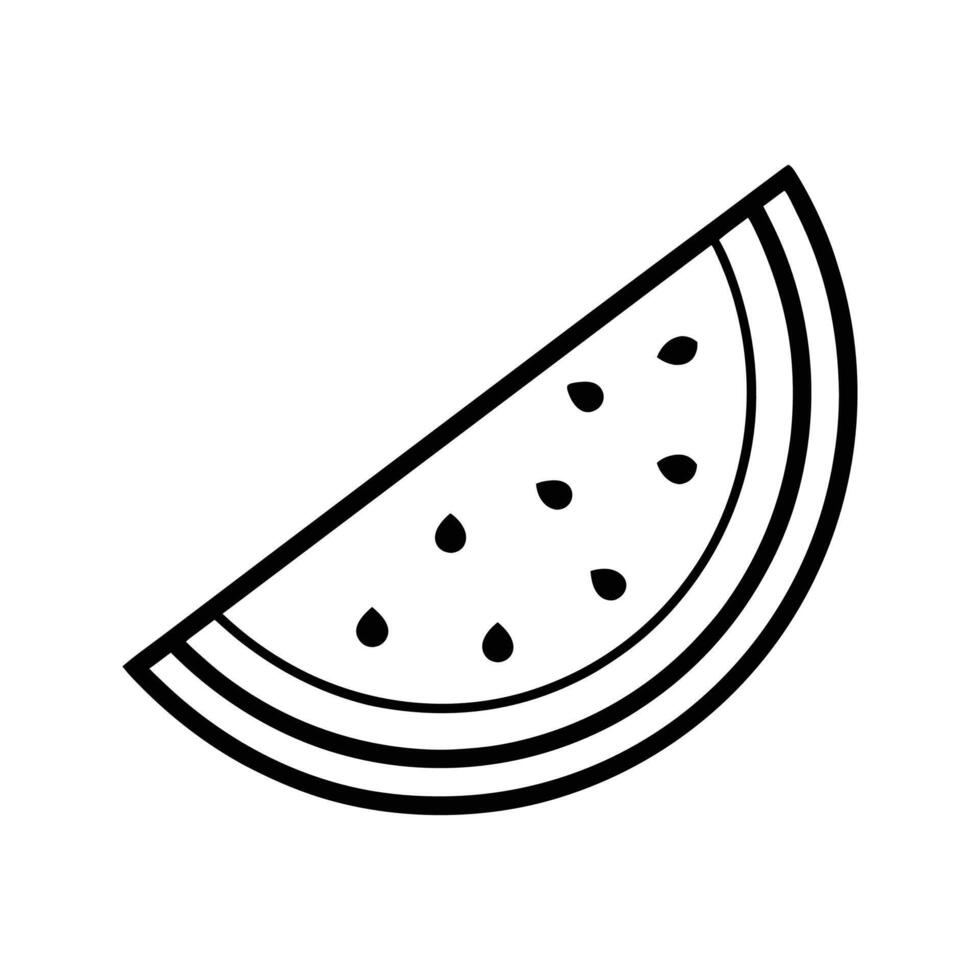 Black and White Watermelon Slice Line Art Illustration vector