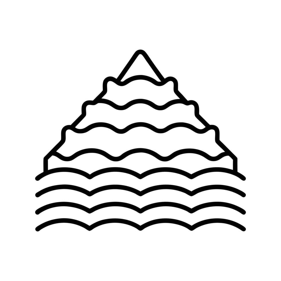 Black Line Art Wavy Mountain Peak Icon Graphic wave vector