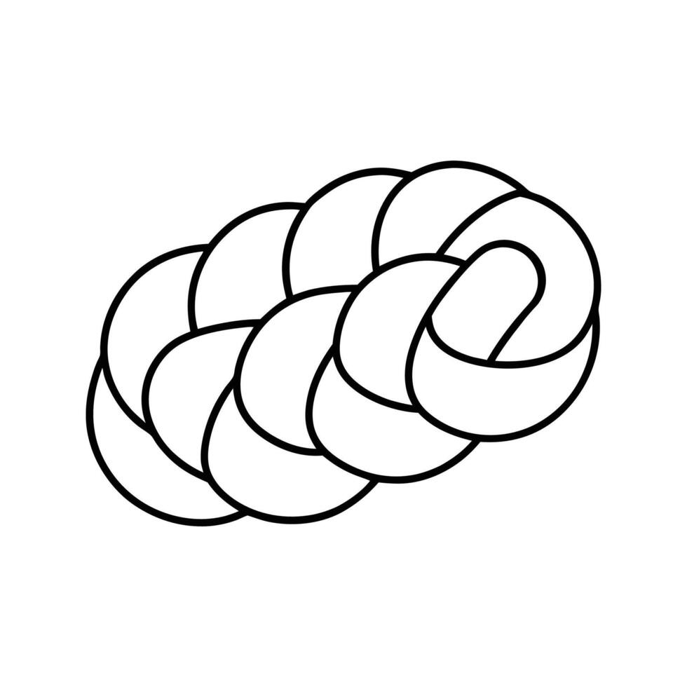 Black and White Line Drawing Braided Bread Challah vector
