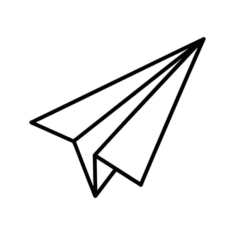 Black Outline Paper Airplane Icon Flying Right symbol vector