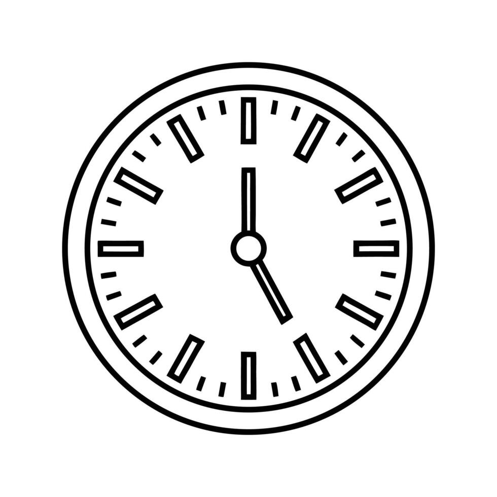 Black and White Clock Icon Line Art Simple Design time vector