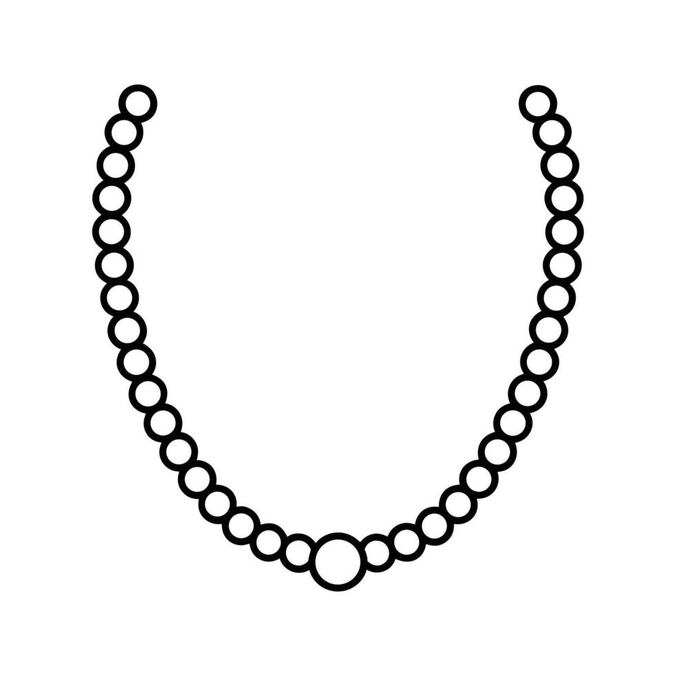 Black Outline Pearl Necklace Illustration Simple Design vector