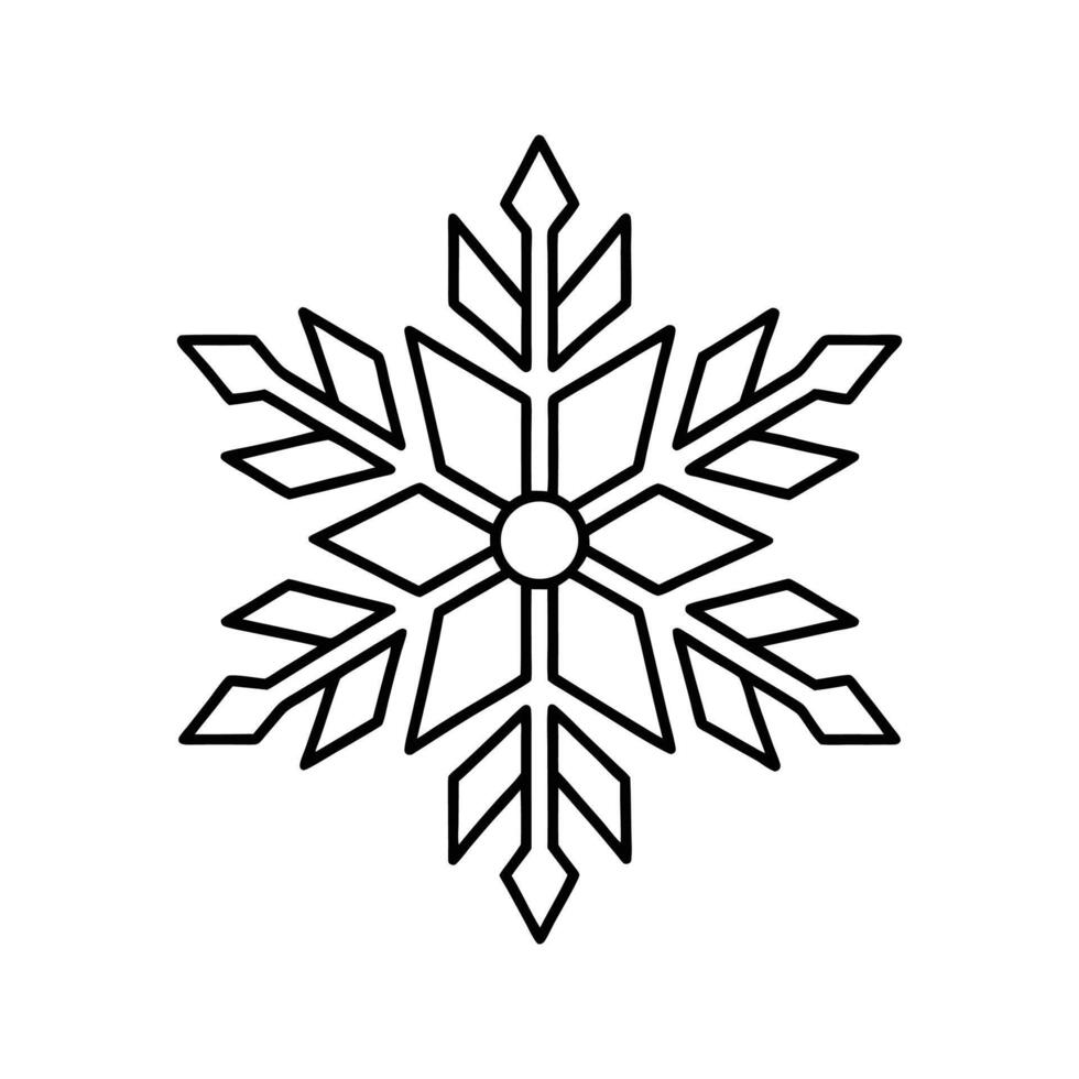 Black Outline Geometric Snowflake Design Winter Icon vector