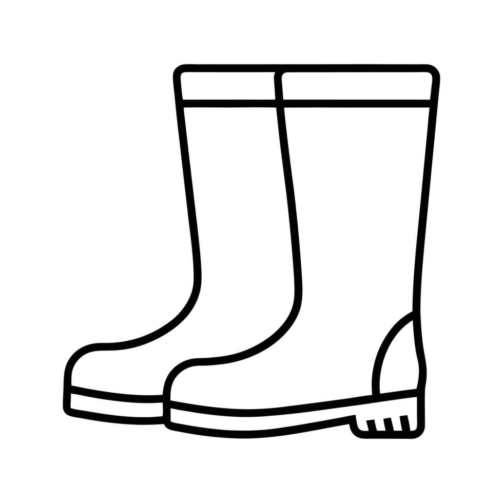 Black Outline Icon Pair of Rubber Boots rain boots vector