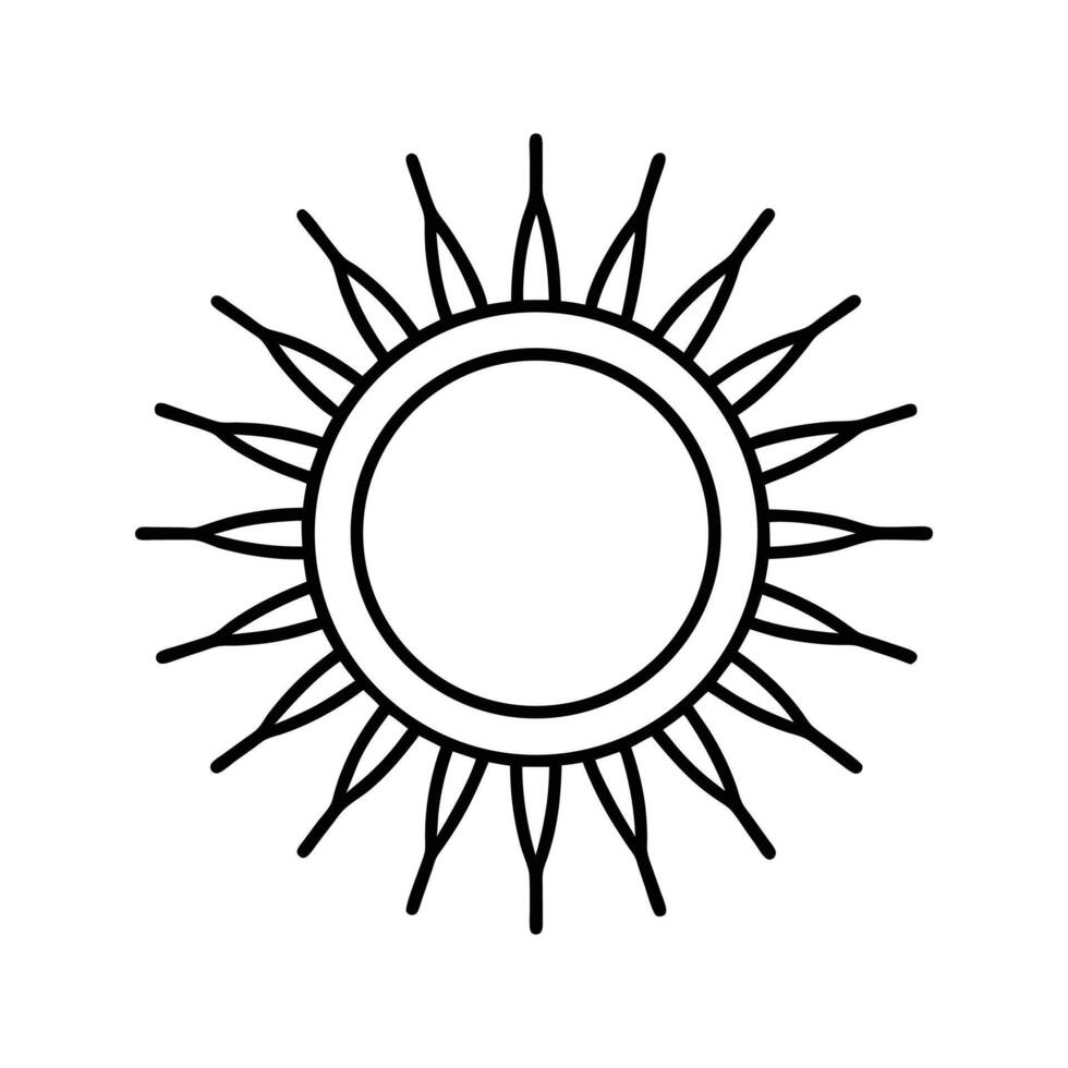 Black Line Art Sun Icon Simple Circular Design symbol vector