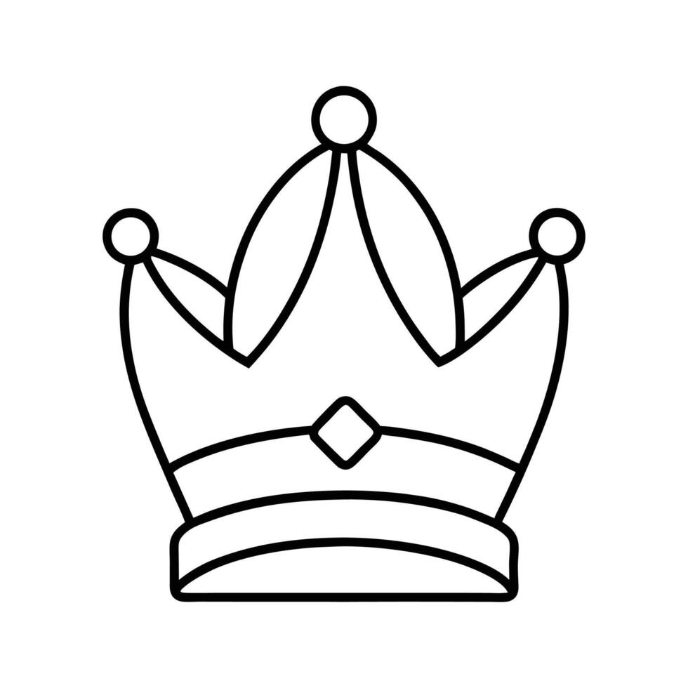 Black Outline Jester Crown Icon Simple Design vector