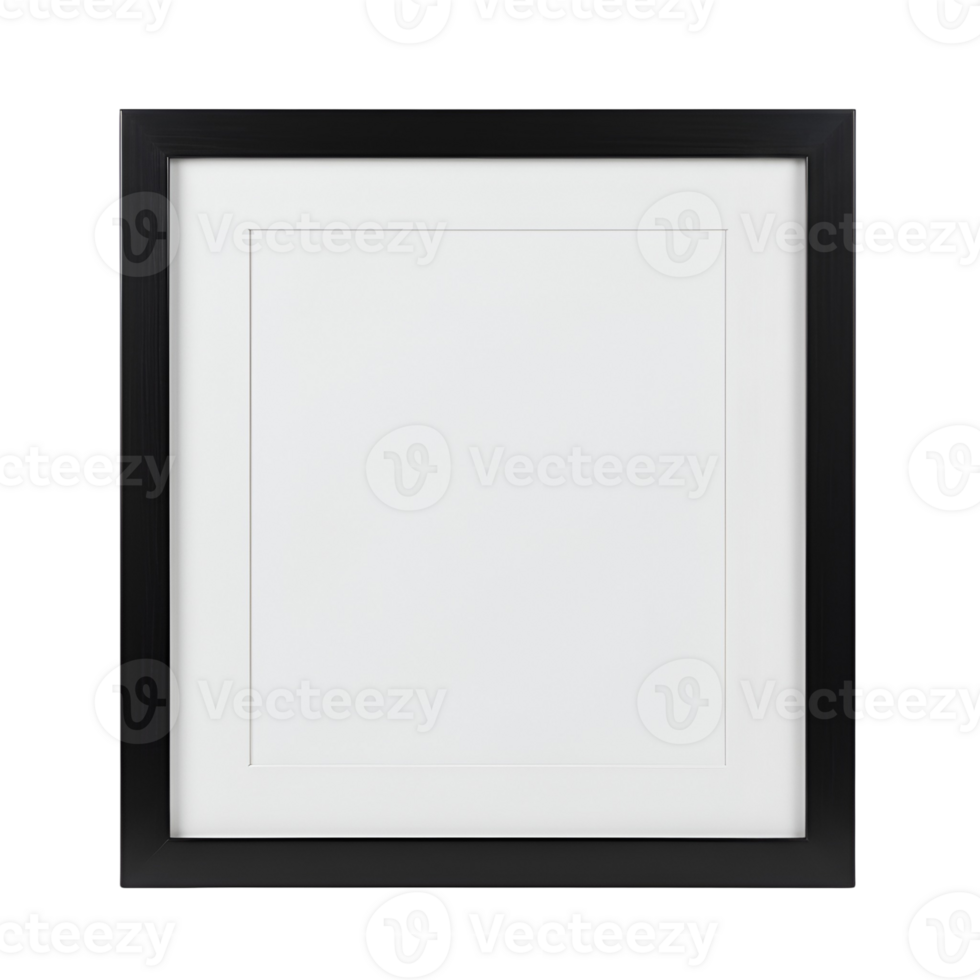 A square frame with a white matte is centered on transparent background png