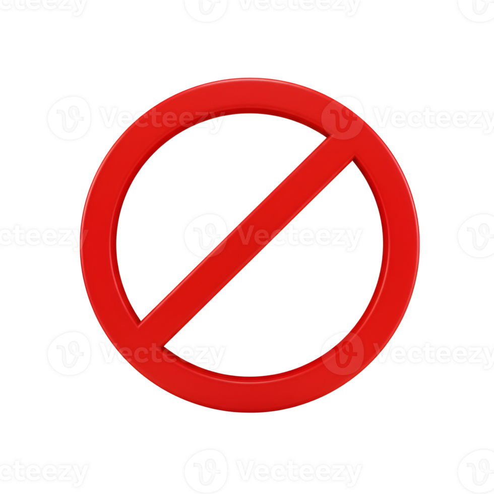 A vivid crimson prohibition symbol featuring a circle with a diagonal line on transparent background png