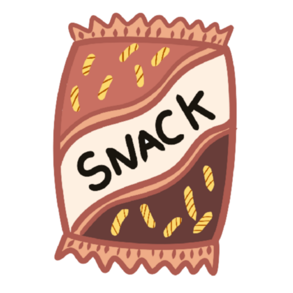 Cartoon snack bag with chips illustration png