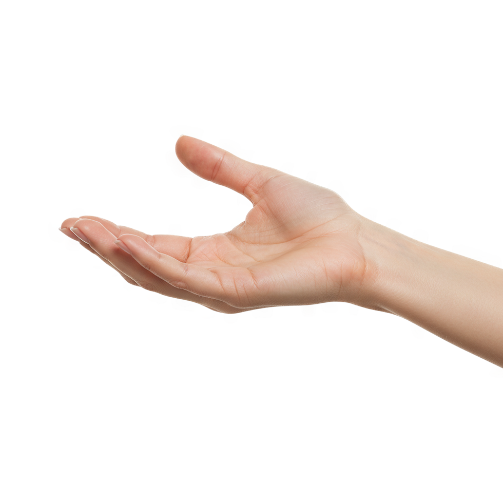 Open palm hand on transparent background png