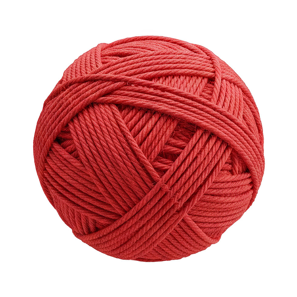 Red yarn wool ball on transparent background png