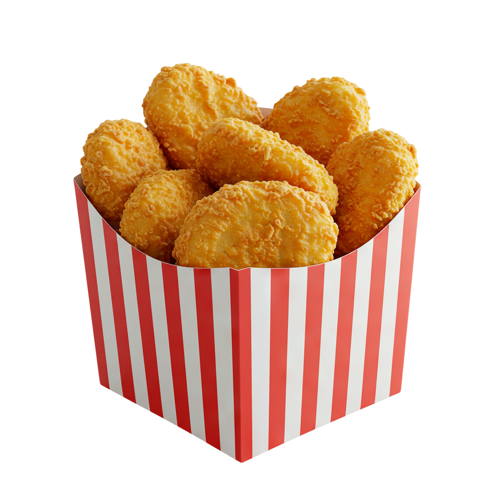 fried chicken nuggets box on transparent background png