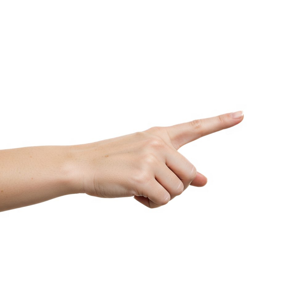 hand touching or pointing to something on transparent background png