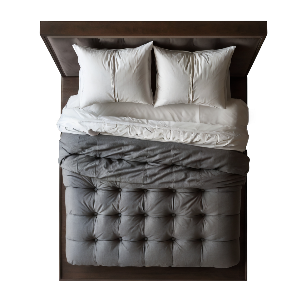Top view of bed on transparent background png