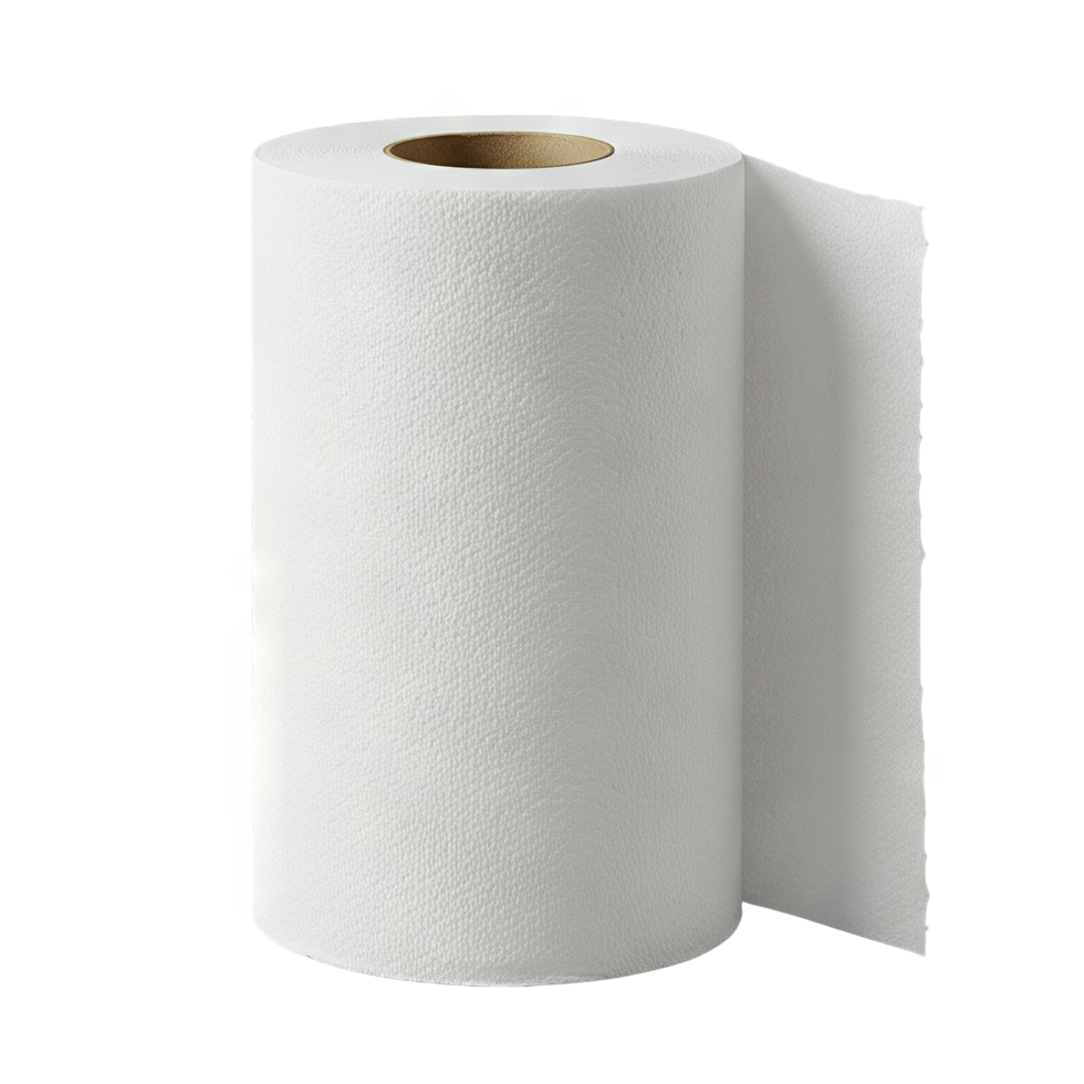 White empty toilet paper rolls stand on transparent background png