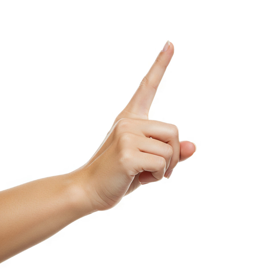 One or point hand gesture on transparent background png