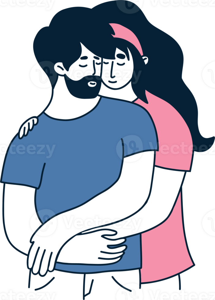 Couple. Romantic Man and Woman. Minimalist Doodle drawing portrait png