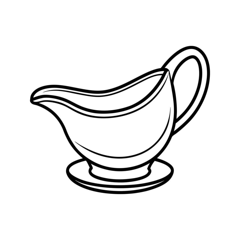 Black and White Line Drawing of a Sauce Boat gravy boat vector