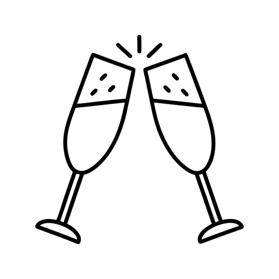 Two Champagne Flutes Toasting Celebration Icon glasses vector